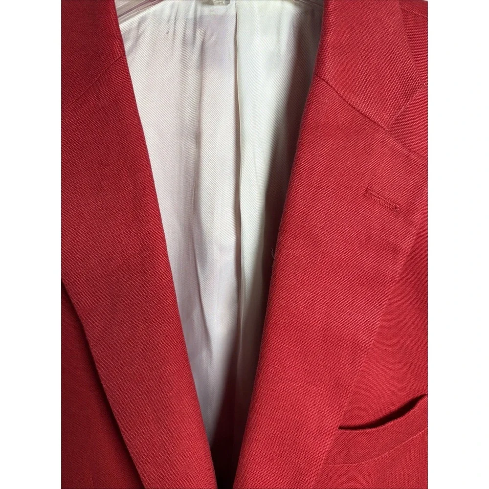 42L Classic-Fit Paul Frederick Red Linen Men's  Sport Coat Summer Wedding